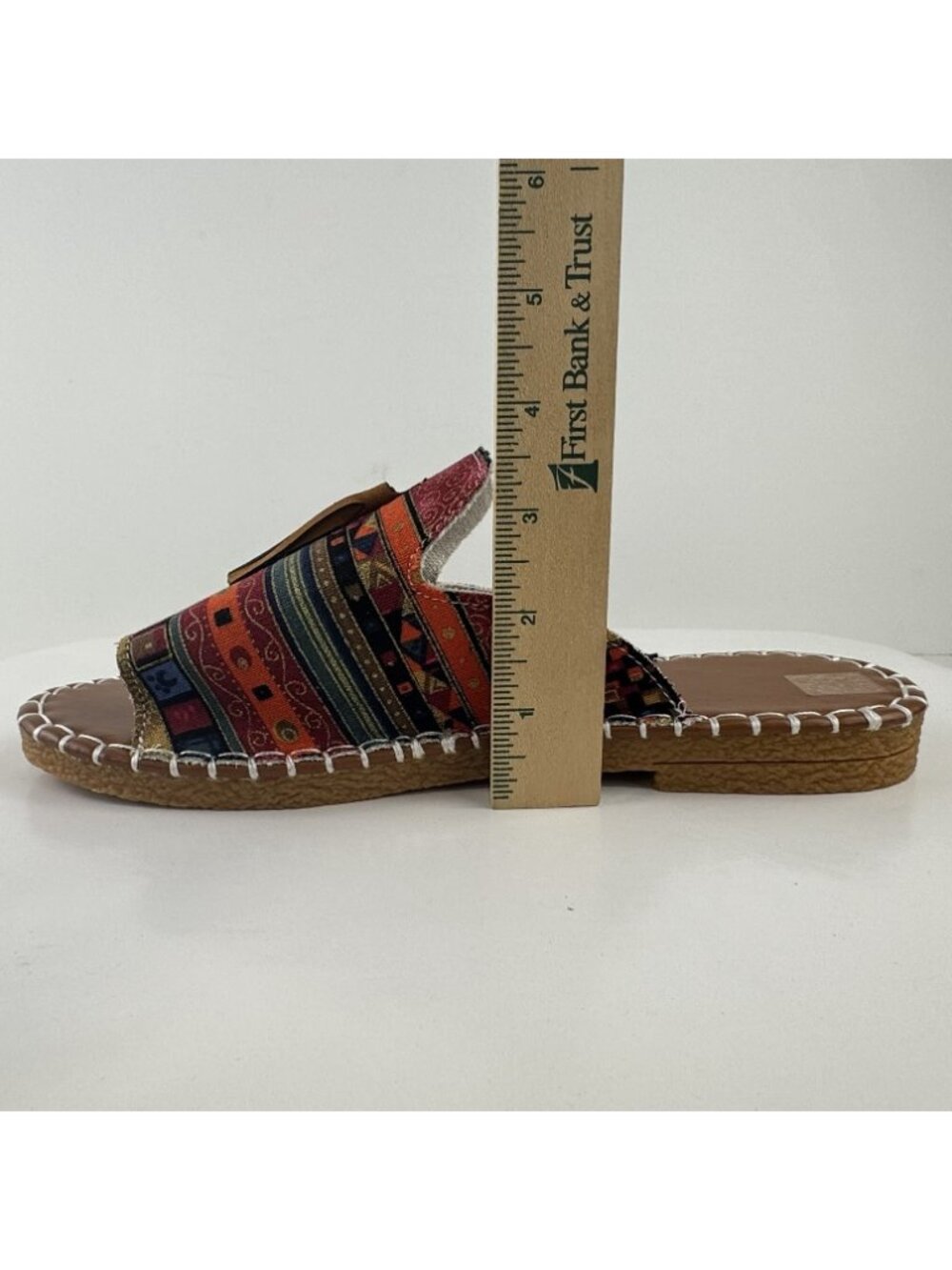 Boho Slide Sandals Womens 9.5 EU 41 Tassel Open Toe Multicolor Tribal Summer NEW - Picture 11 of 12